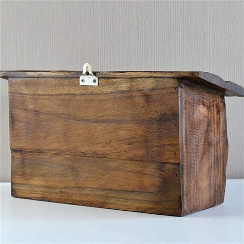 Miniatura 5 de BAABJI Buzón de madera para buzón de correo de cartas para exteriores montado en la pared con cerradura para mejorar el hogar buzón de madera retro
