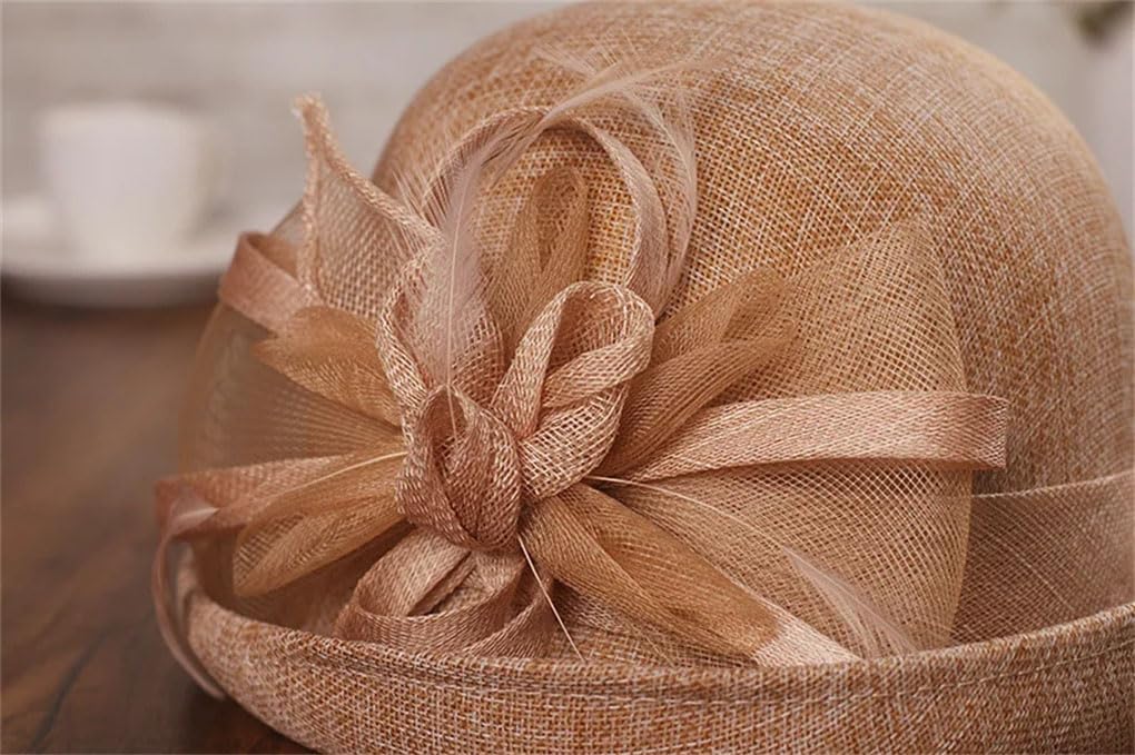 SaoBiiu Cappello fascinator femminile elegante fiore cappello da sole signora estate chiesa ricci Fedora donna cloche cappelli