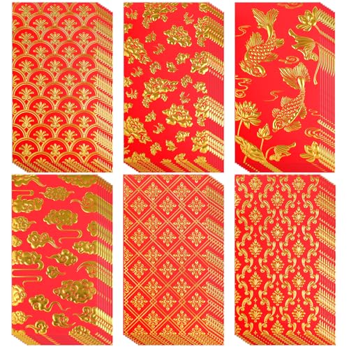 CCINEE Envelopes vermelhos de ano novo chinês 2025 ano novo lunar ouro vermelho envelope dinheiro da