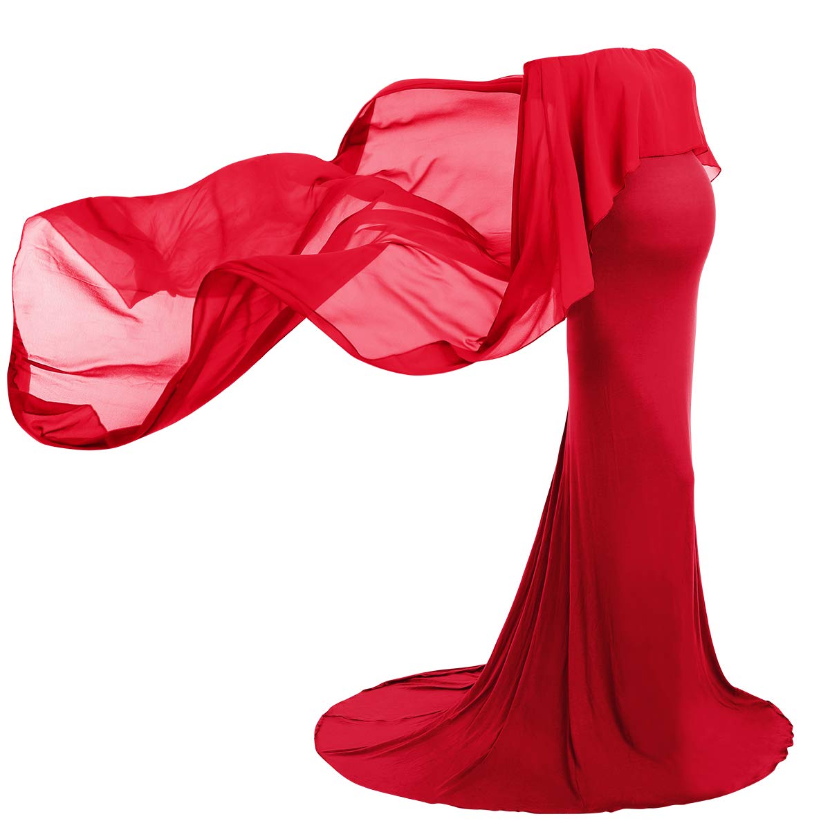 FYMNSI Maternity Photo Shoot Dress Off Shoulder Chiffon Long Maxi Gown Pregnant Women Elegant Wedding Evening Party Baby Shower Dress Photography Costume Photo Props