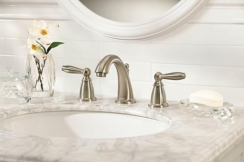 Miniatura 2 de Moen Brantford Brushed Nickel Two-Handle Widespread Bathroom Sink Faucet Trim Kit, Traditional Bathroom Faucet for Three Hole Bath Sinks