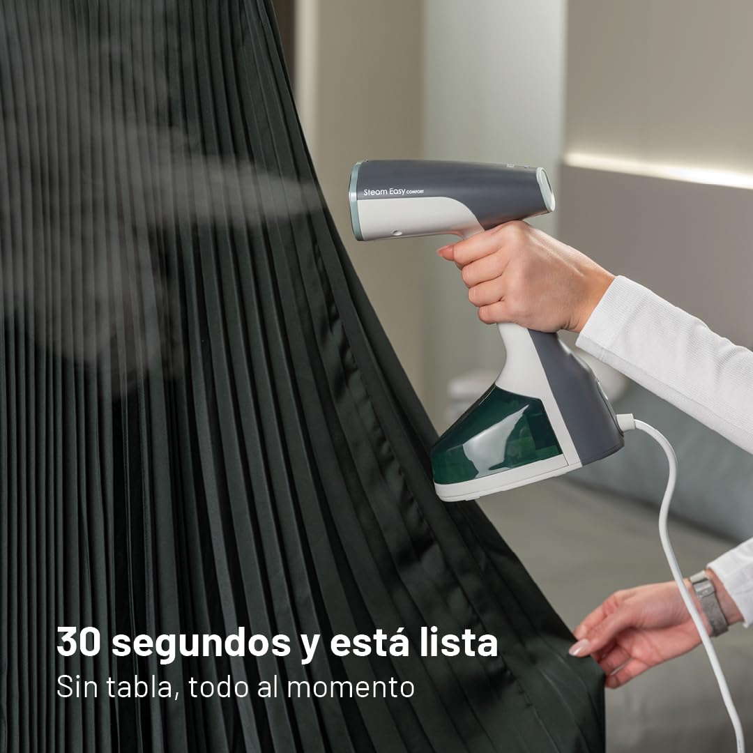 Imetec Steam Easy Comfort Plancha Vertical 1500 W, Vapor 25-30 g/min, Lista en 30 segundos, Depósito de 250 ml, Ligera, Plancha Vertical, Cómoda incluso de viaje