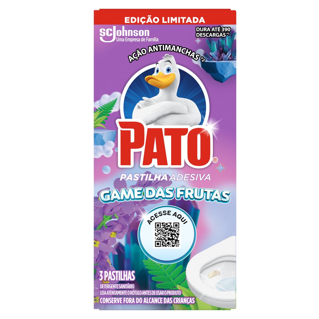 Pato Desinfetante Pastilha Sanitária Adesiva Game das Frutas, 3
