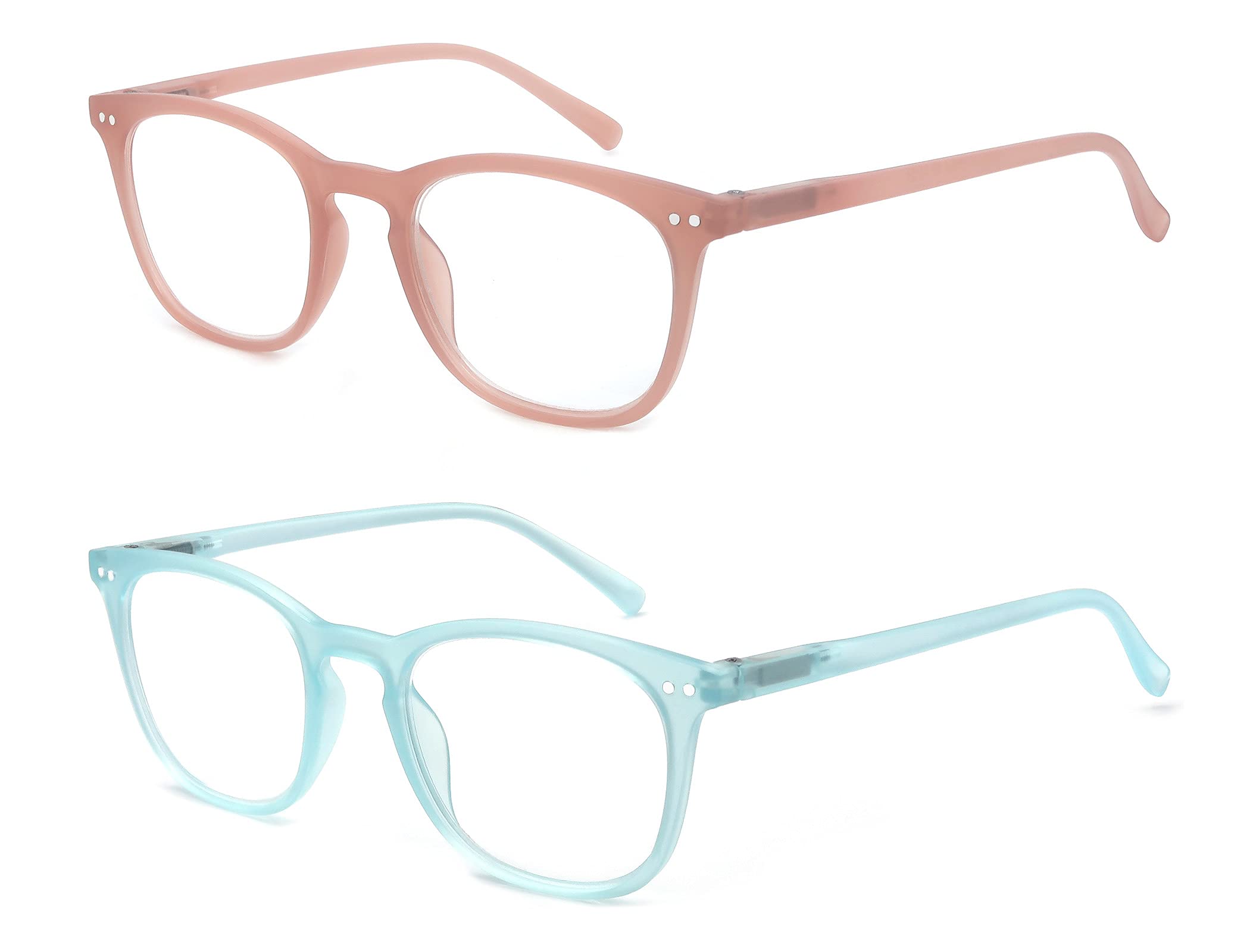 MODFANS Women Reading Glasses Men Matte Readers,Lightweight Glossy Frame Flexible Spring Hinge Stylish Eyeglasses with Pou...