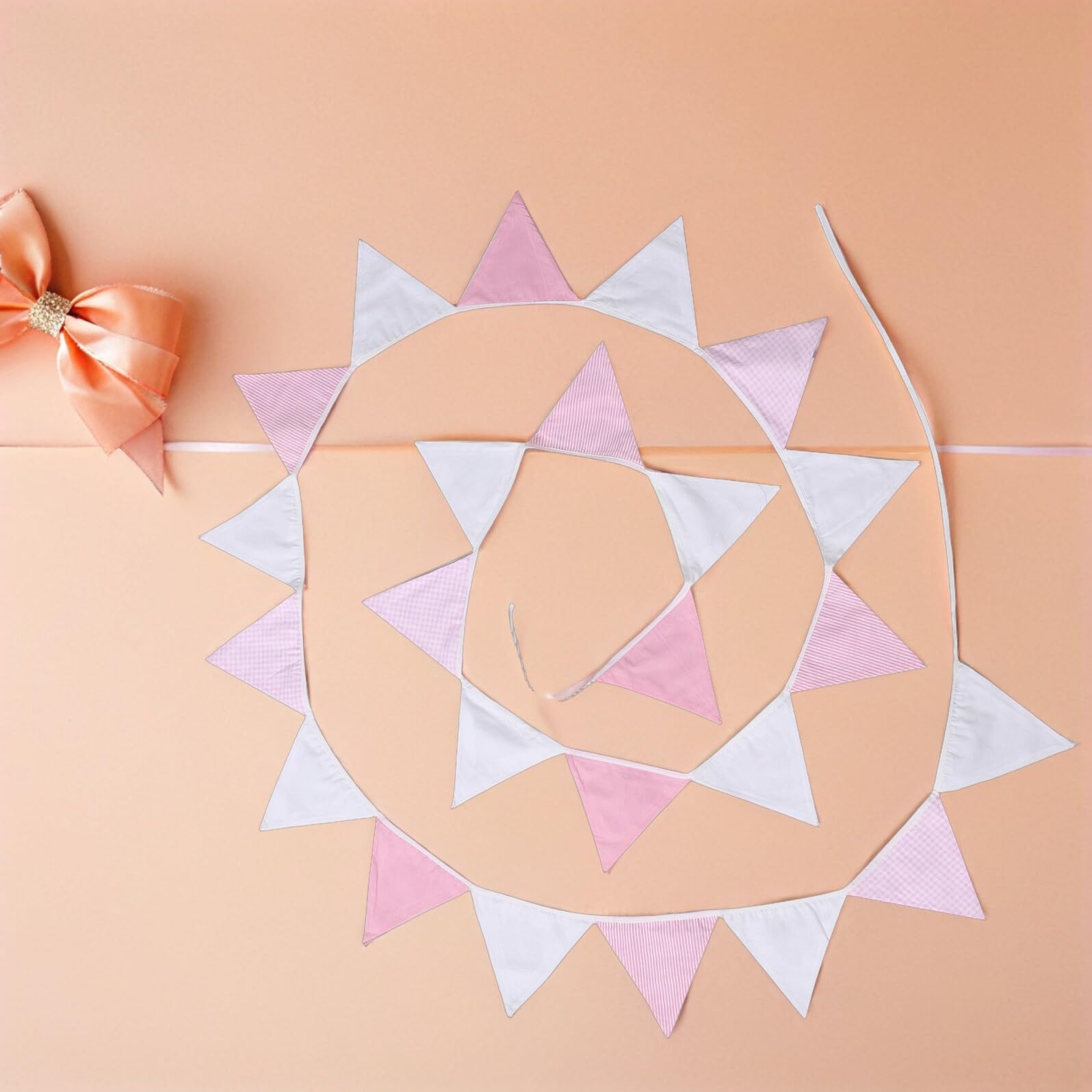 SHINEOFI 2 Piezas Guirnalda de Banderines de Algodón en Triángulo para Decoración de Cumpleaños Infantil y Fiestas, Fácil de Colgar Diseño Encantador para Ambiente Festivo