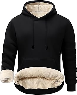 Men's Casual Fleece Sherpa Lined Hoodie Winter Warm Pullover Hooded Swea...