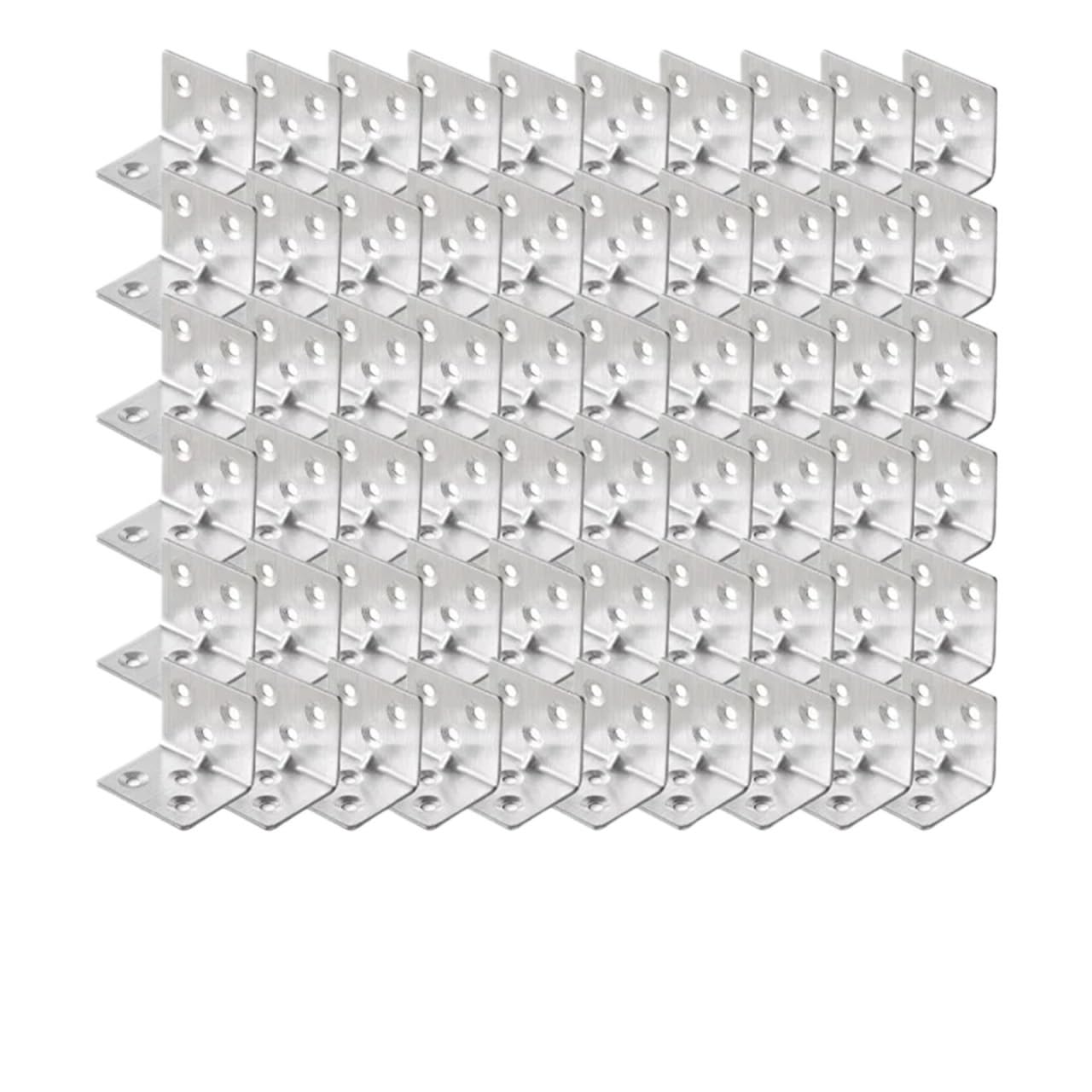 Universal Stainless Steel Corner Bracket 90 Degree L-Shaped Right Angle Fixed Brace Fastener for Wood Furniture Bedframe Cabinet(60PCS-(6 Holes))