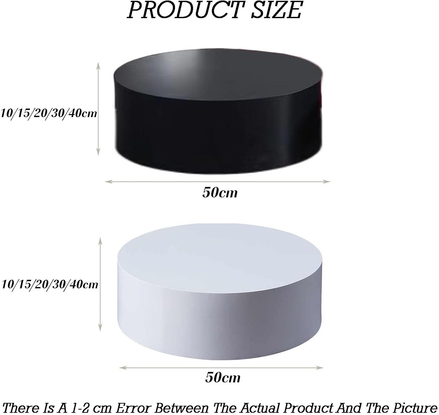 Round Mannequin Display Pedestal Stands,Mannequin Display Pedestal Stands,for Sculptures,Display Base for Jewelry & Retail Shop Decor(Black,50x30cm)