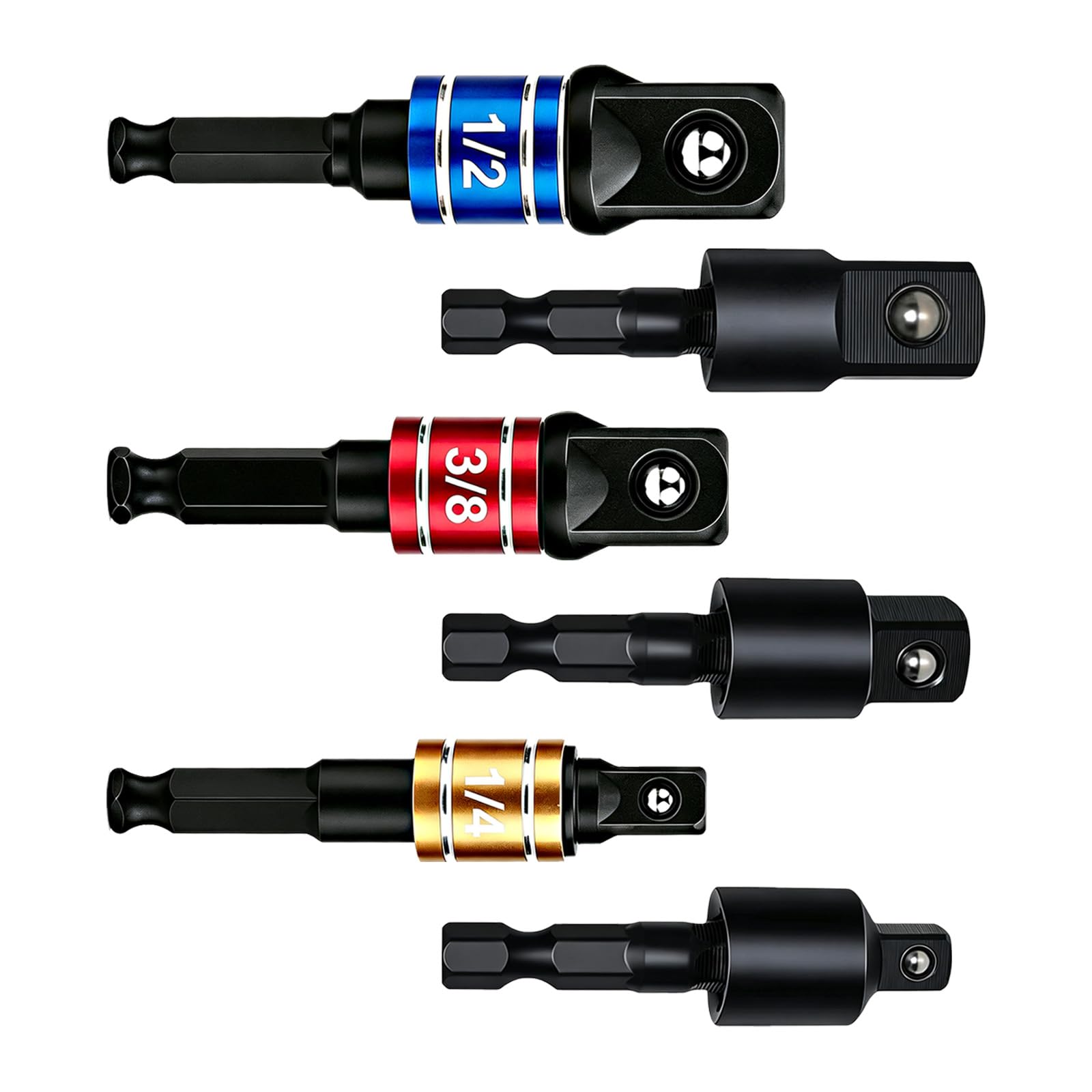 Impact Socket Adapter Set 6Pcs, 1/4" 3/8" 1/2" Hex Shank — Amazon image 8