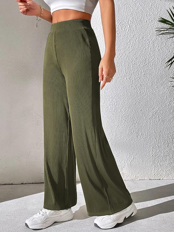 Image of GRECIILOOKS Women's Parachute Cargo Pants - High Waist Flared Korean Trousers| Trendy Casual Wear for Daily & Travel Use (Available in Plus Size)