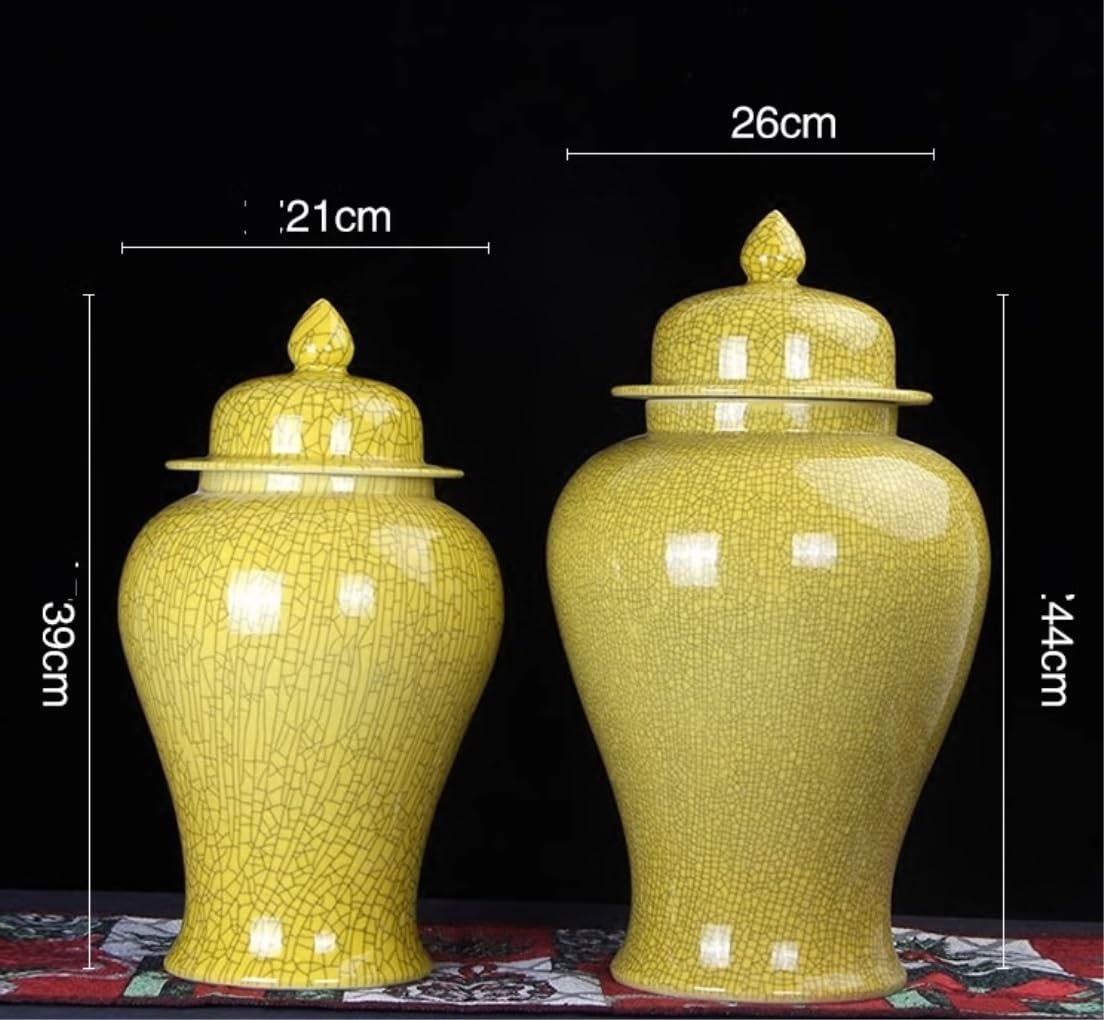 Unikalny ceramiczny słoik z żółtym imbirem z pokrywką Wykwintne...(21*39cm)