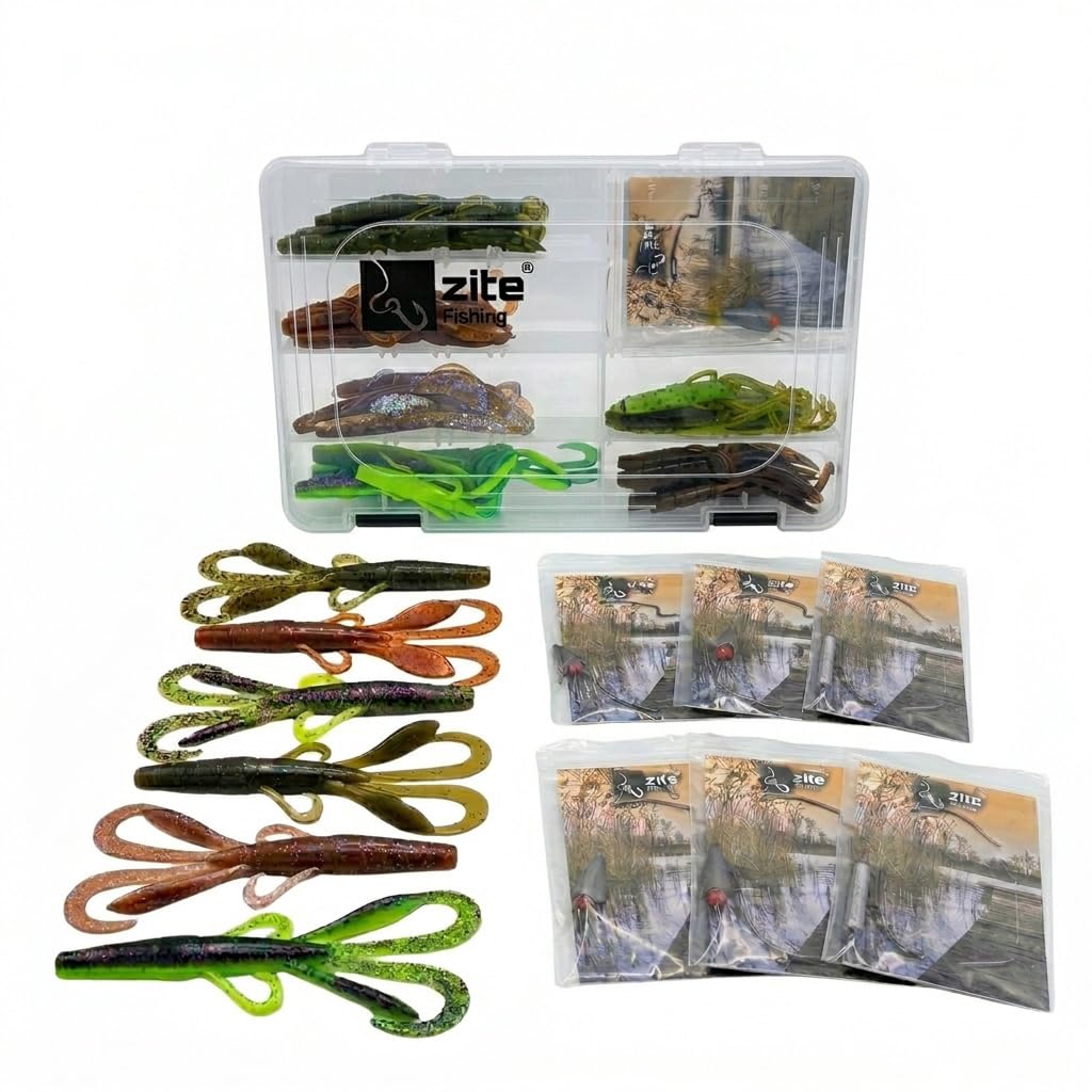 Zite Fishing Inzite Braw Starterbox – 36-teiliges Gummiköder Set für Barsch | & Zander – 30 Gummifische 10,5 cm inkl. 6 Fertig-Rigs (Dropshot, Texas, Carolina)