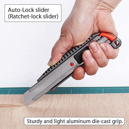 Miniatura 2 de NT Cutter Cuchillo utilitario de aluminio fundido a presión con bloqueo automático (L-500GRP)