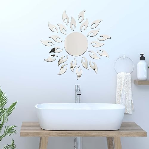 Miniatura 7 de Calcomanías de pared de espejos de girasol, autoadhesivas 3D, calcomanías acrílicas para despegar y pegar, espejos acrílicos extraíbles para pared,