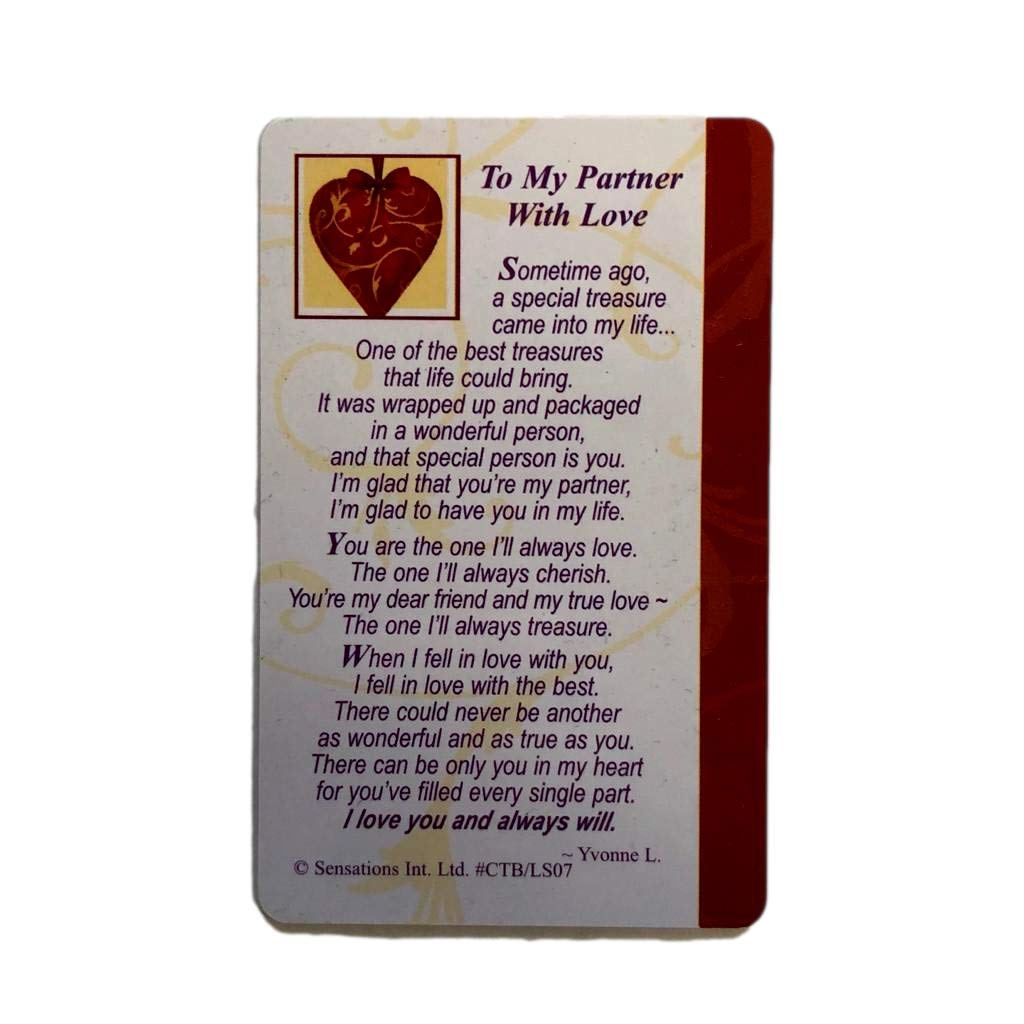 to My Partner with Love.Wallet Card (Sentimental Keepsake Wallet/Purse Card)