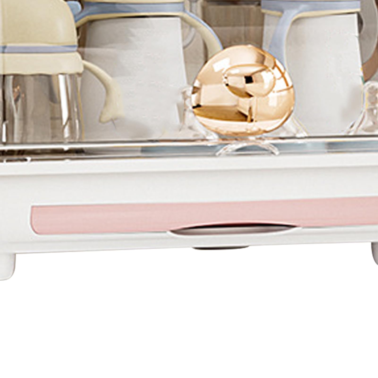 Fdit Boîte de Rangement de Biberons avec Couvercle, égouttoir, Organisateur D'étagère D'armoire en Plastique, pour Le Rangement de la Vaisselle de bébé (Pink)