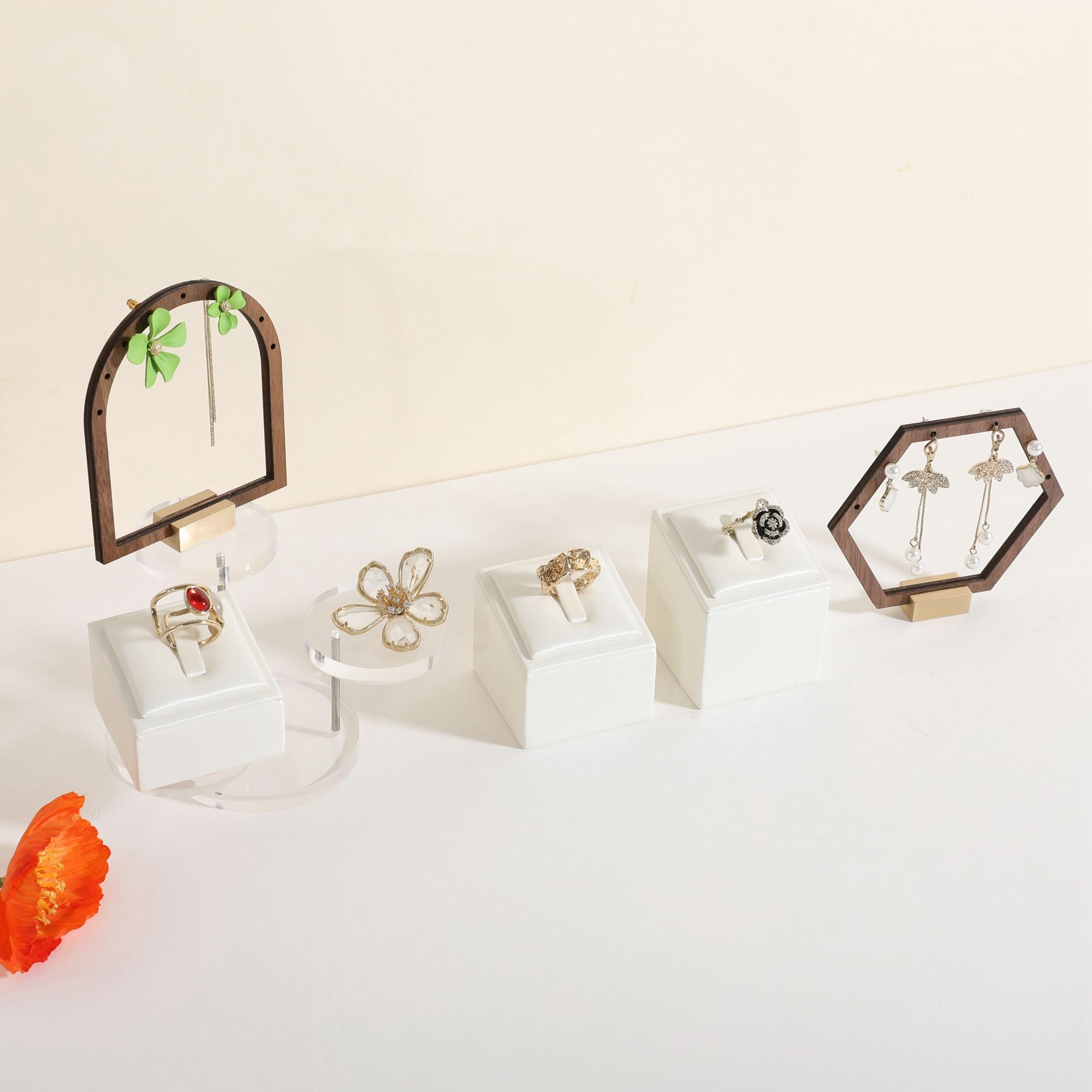 GemeShou 4 Supports De Présentation Bagues Bijoux Blanc