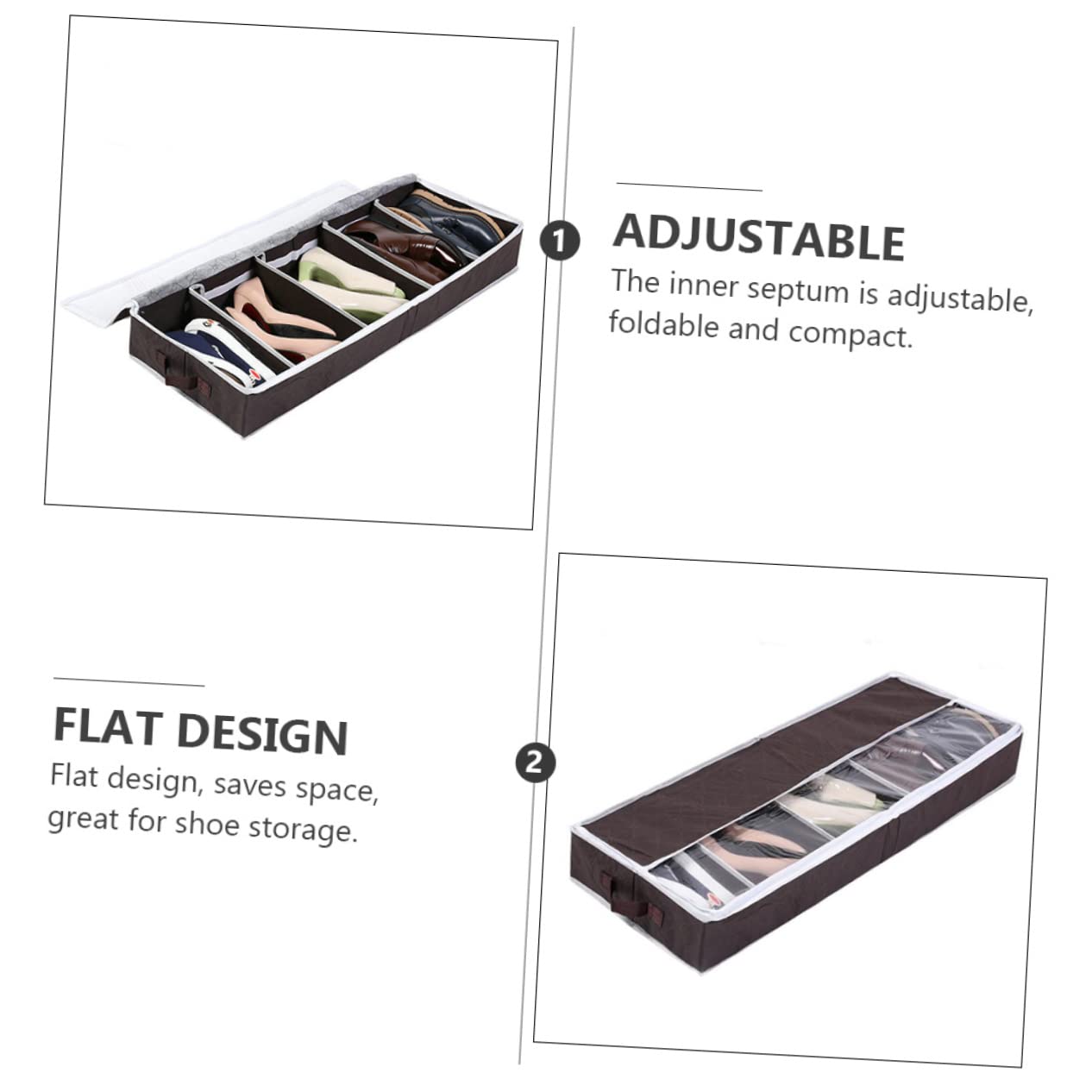 Unomor 1Pc Visible Window Non Woven Folding Shoe Storage Box Compact Organizer for Home Use Practical Collapsible Design Capacity for Various Shoes for Travel and Dust