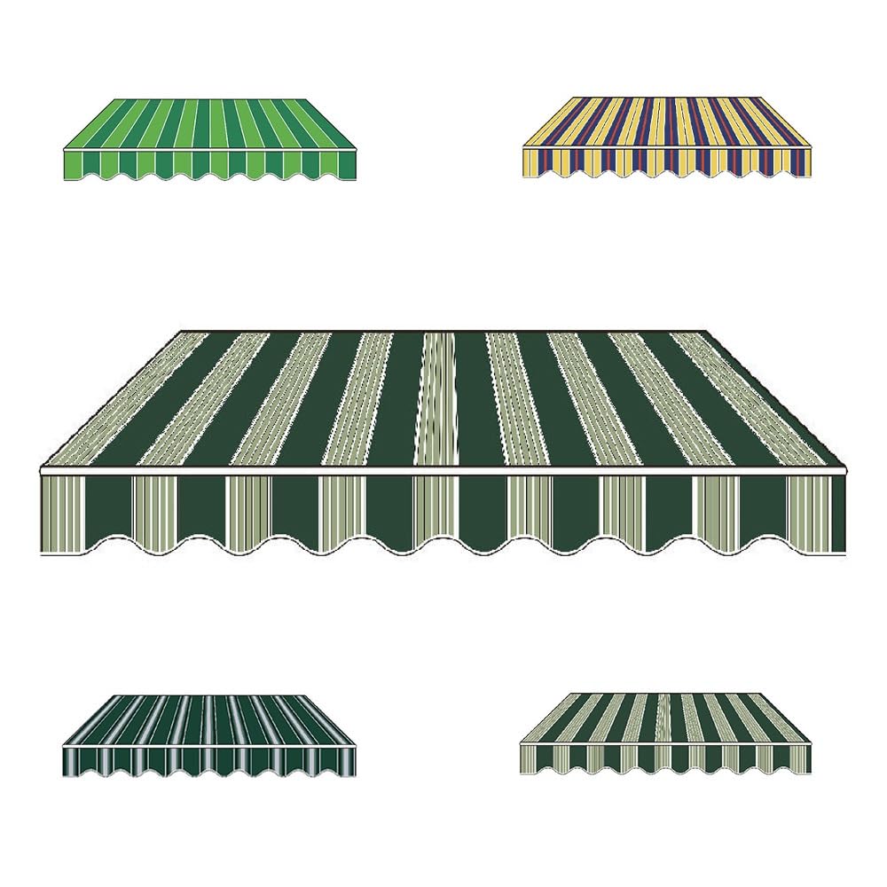 Toiles pour auvent extérieur imperméables à rayures vertes pour ombrager le patio