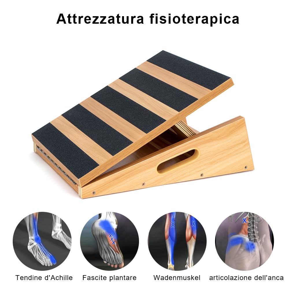 Tavola inclinata professionale in legno, inclinabile regolabile e barella per polpacci, bordo elasticizzato, design extra con manico laterale per la portabilità, 40,6 x 31,8 cm, 5 posizioni