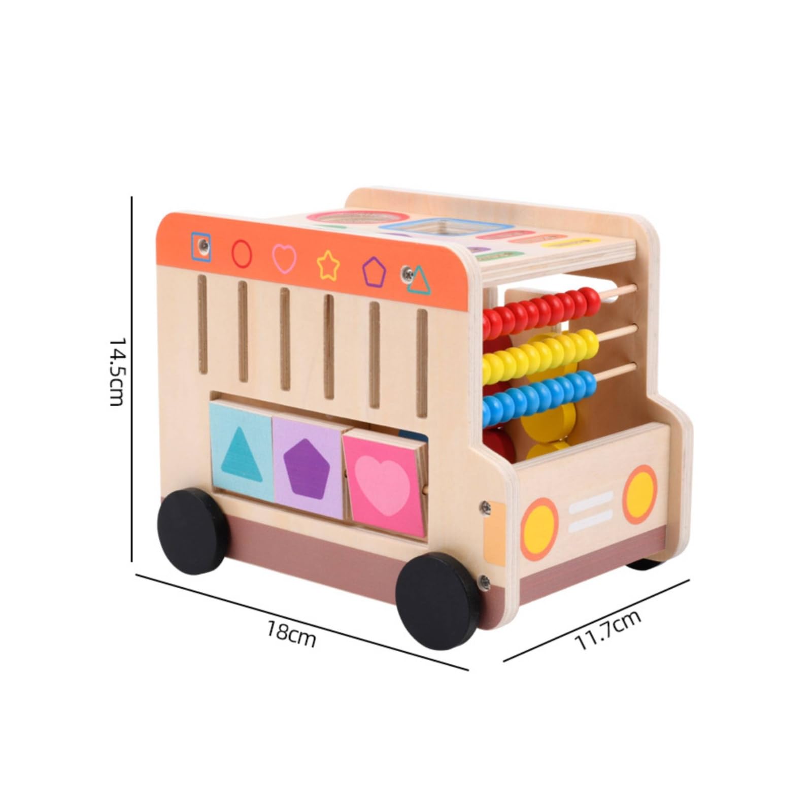Cubo Didattico per Bambini Cubo Attività Giocattolo Educativo Carrello Spingi Selezionatore di Forme Legno Ingranaggi Scorrevoli Materiale Legno Adatto per Apprendimento Precoce Asilo Casa
