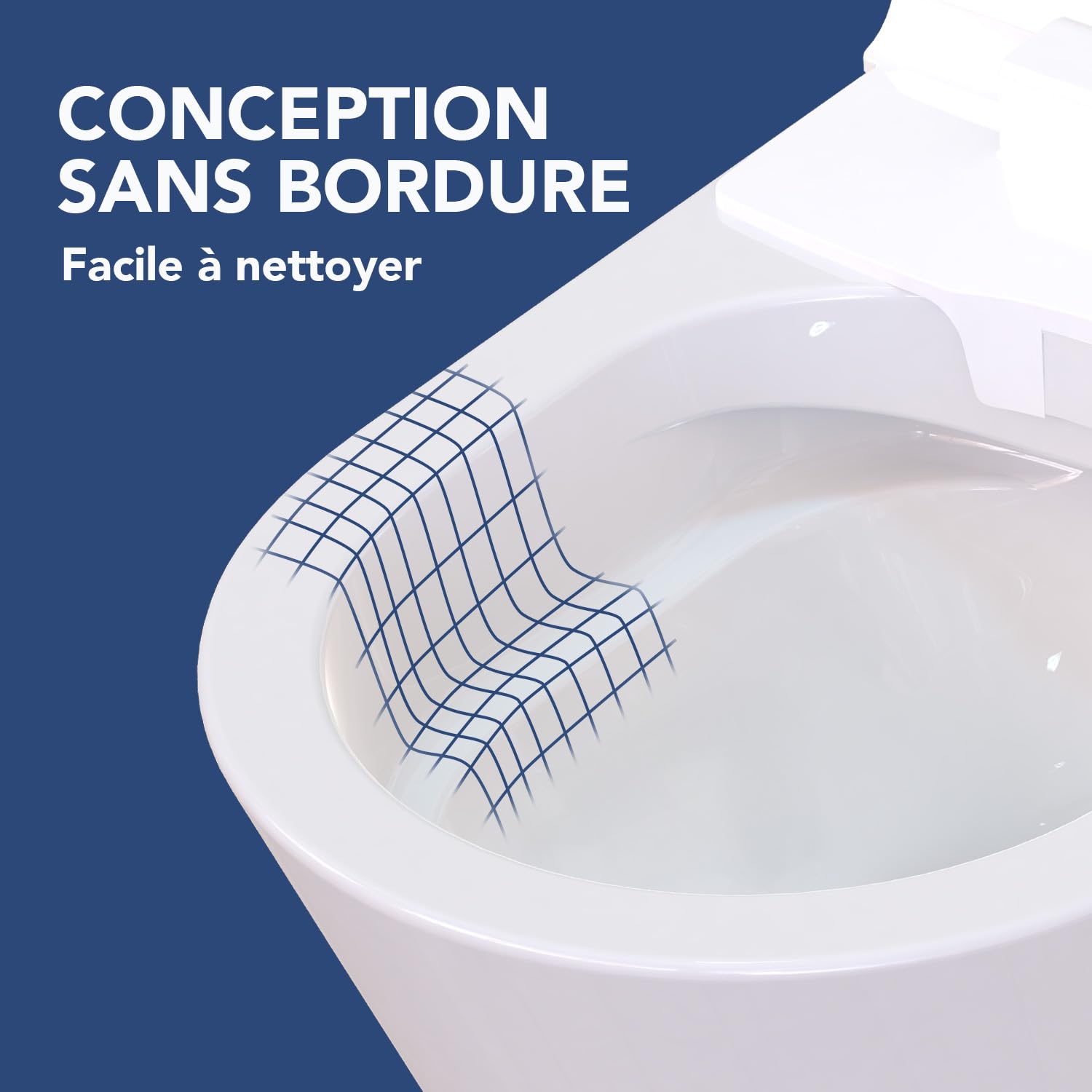 WC Japonais Smart 7201 Pro, Toilette Japonais Suspendu Blanc Avec Télécommande, Position et Température du Jet Réglable, Séchoir Air Chaud 3 Niveaux