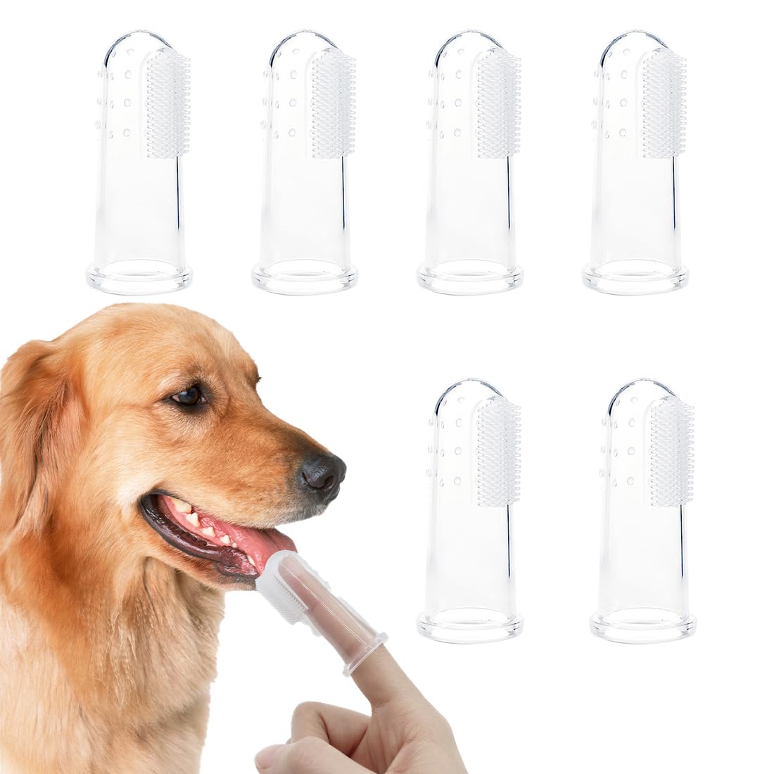BIRLOZA 6 cepillos de dientes para perros cepillo de dientes de silicona suave para mascotas cepillos de dientes de dedos cuidado dental de gato higiene bucal para mascotas kit de limpieza