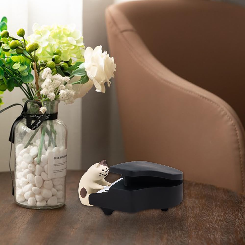 Amazon.co.jp: ZORZA 1セット 愛らしいピアノ猫の置物 楽しい猫 ピアノ