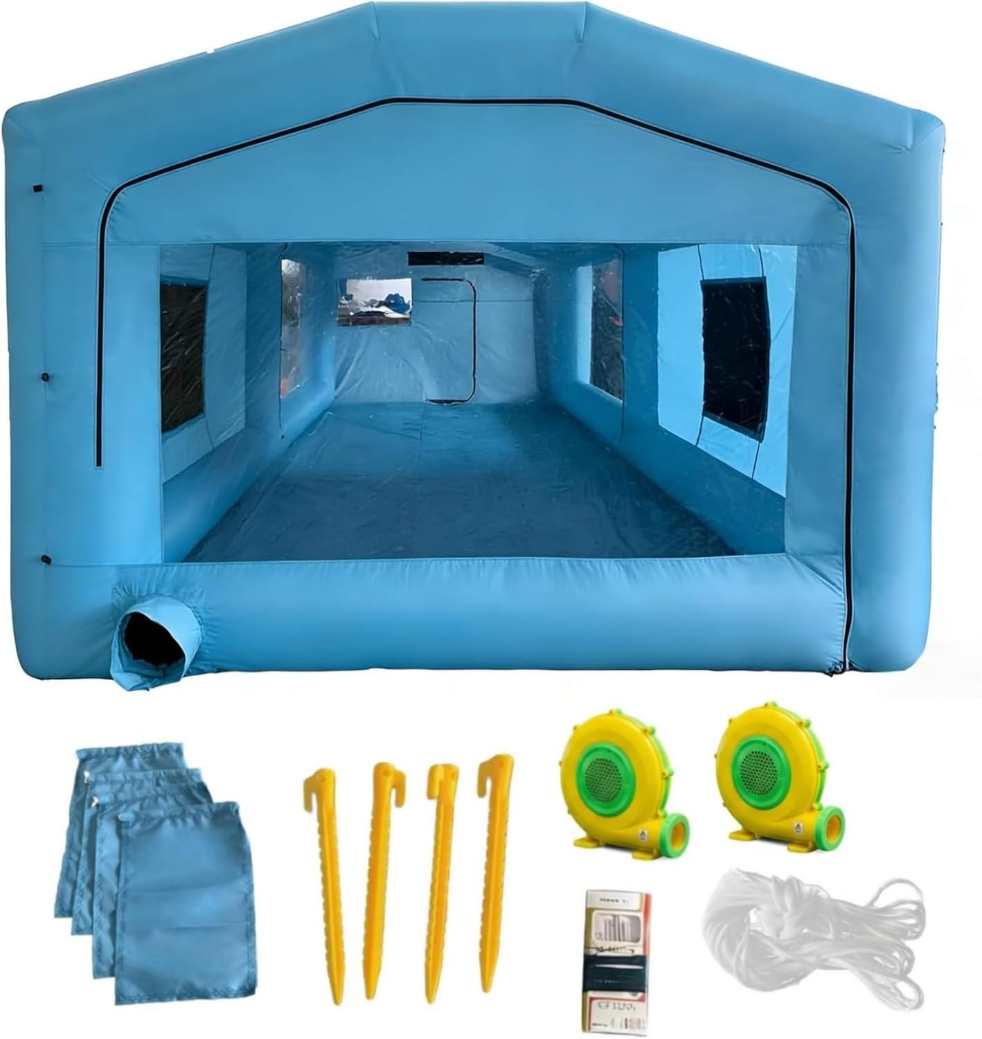 23x13x9FT Inflatable Paint Booth, Spray Paint Tent with 750W+550W Blowers and Air Filter System, Blow up Paint Booth for DIY, Auto Refinish, Mobile Detailing,Motorcycle Garage
