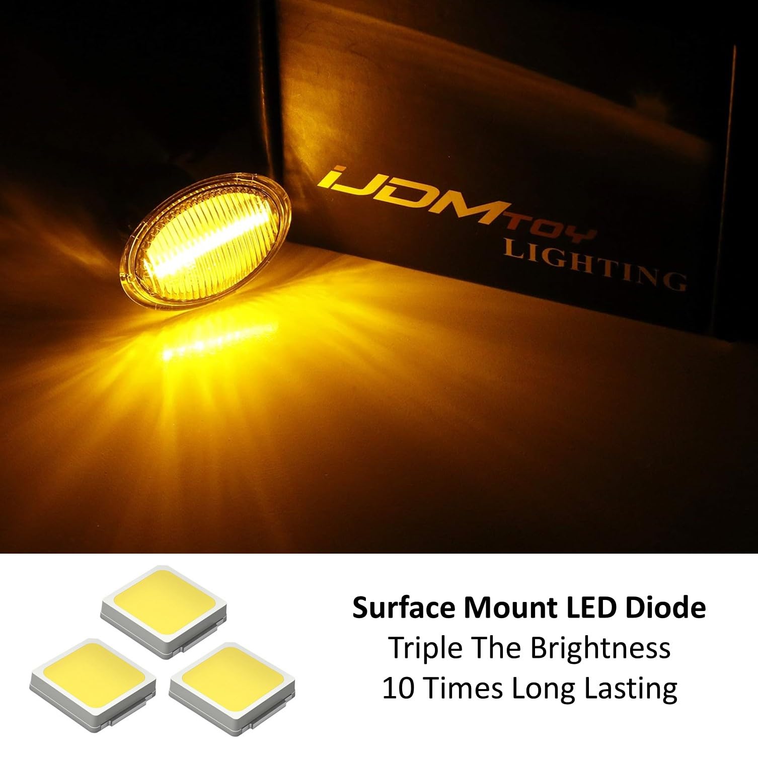 iJDMTOY Clear Lens Amber Full LED Fender Side Marker Light Kit Compatible With 2007-19 Fiat 500 500e 500c Abarth, Powered by 20-SMD LED, Replace OEM Sidemarker Lamps