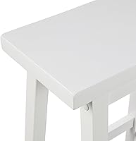 Vista 5 de Yaxa Basics Solid Wood Saddle-Seat Kitchen Counter Barstool with Footrest, Easy Assembly - 24-Inch Height - White - Set of 2 Blanco