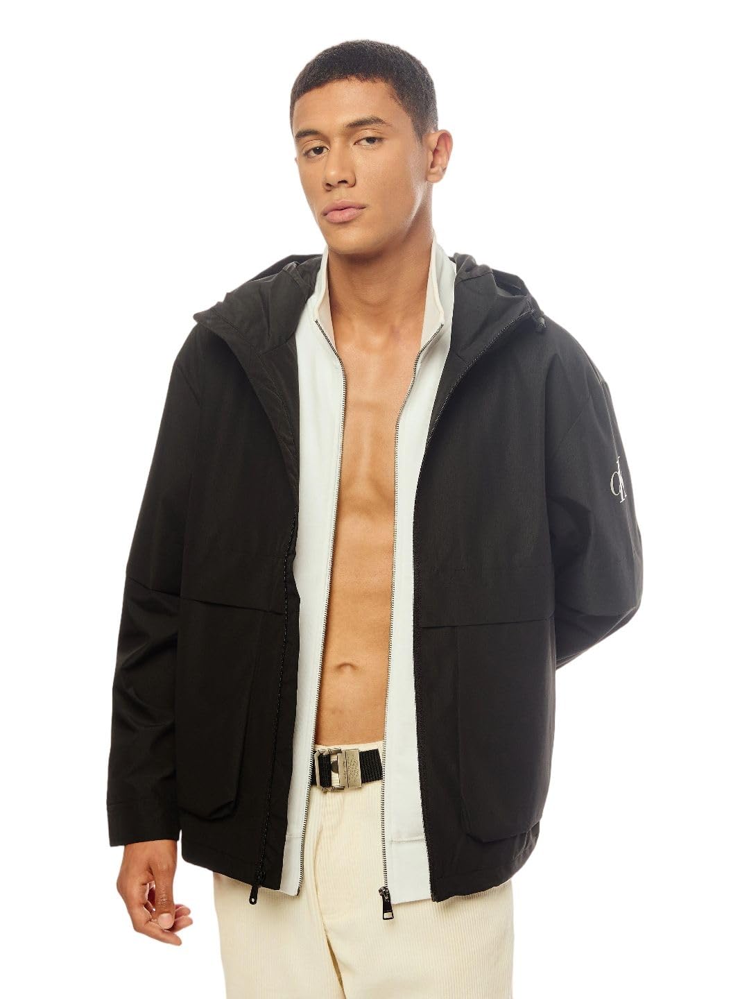 Solid oversized fit polyester jacket-image-33