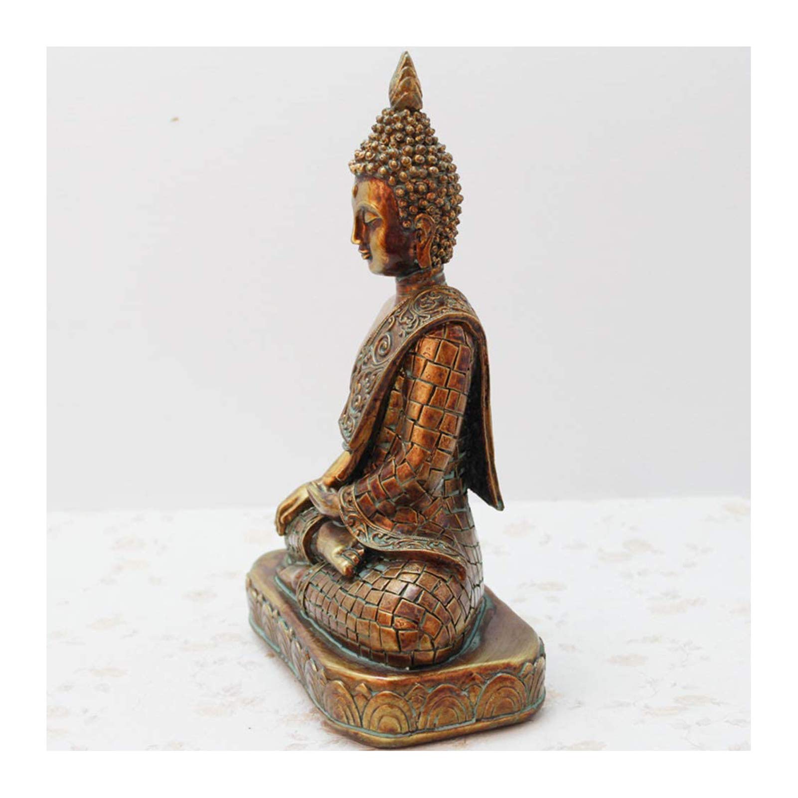 BUDDHO Statue de Bouddha surmontant les tentations - 22,9 cm de hauteur - Doré - Décoration d'intérieur - Décoration de salon - Cadeau de bureau - Sculpture d'autel zen