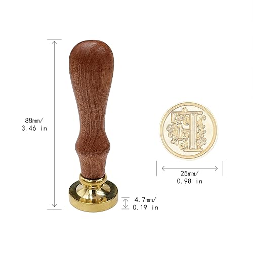 Miniatura 5 de Sello medieval tradicional de cera del alfabeto, con cabeza de latón, con mango de madera, para tarjetas, sobres, regalo (letra F)