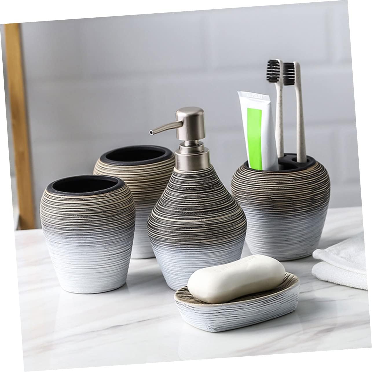 5pcs Practical Home Toothbrush Cup Bathroom Gargle Cup Set Soap Holder Travel Organizer