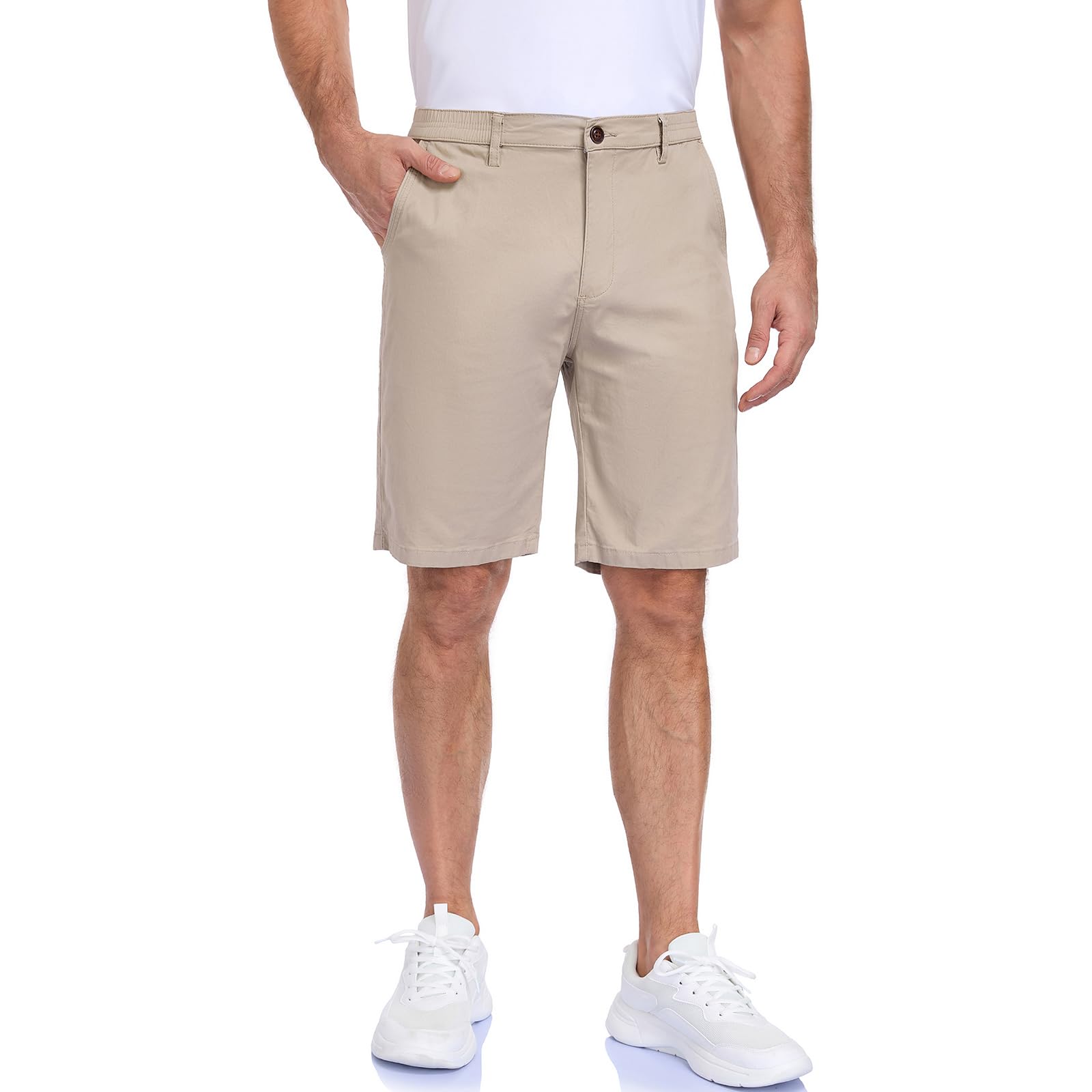 HOTIAN Herren Shorts Sommer Freizeithose Kurze Baumwolle Bermuda Shorts Sporthose Kurz Elastische Taille mit Taschen