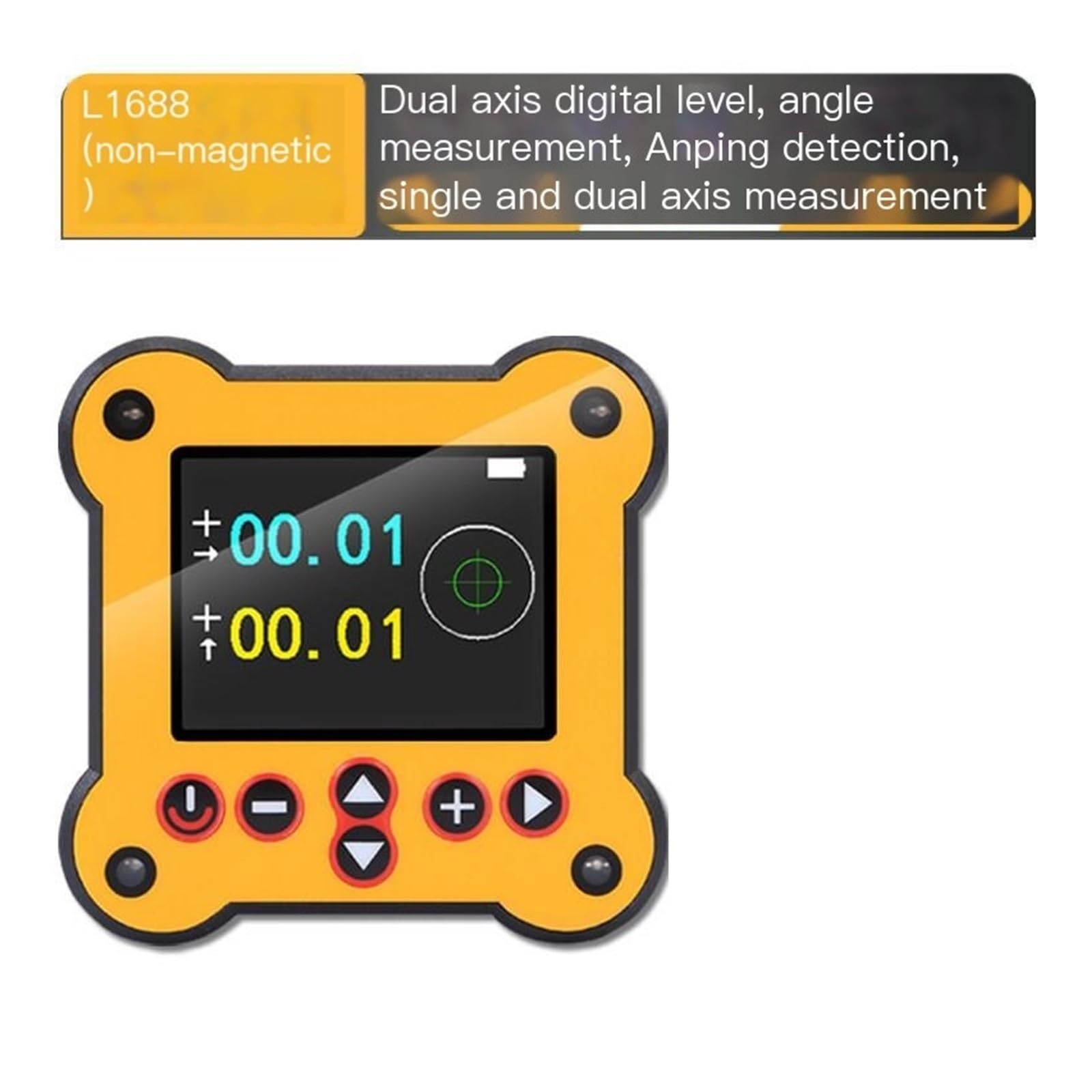 Inclinómetro de doble eje, nivel electrónico Digital LCD ángulo transportador medición de ángulo regla paralela de dos centros(Double shaft(Non magnetic))