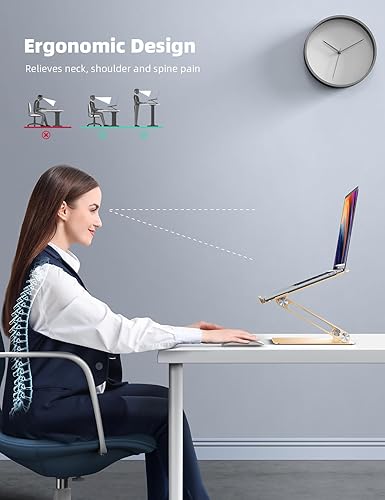 Miniatura 2 de Lamicall Soporte ajustable para laptop, elevador portátil para portátil, soporte de aluminio para portátil para escritorio plegable, soporte