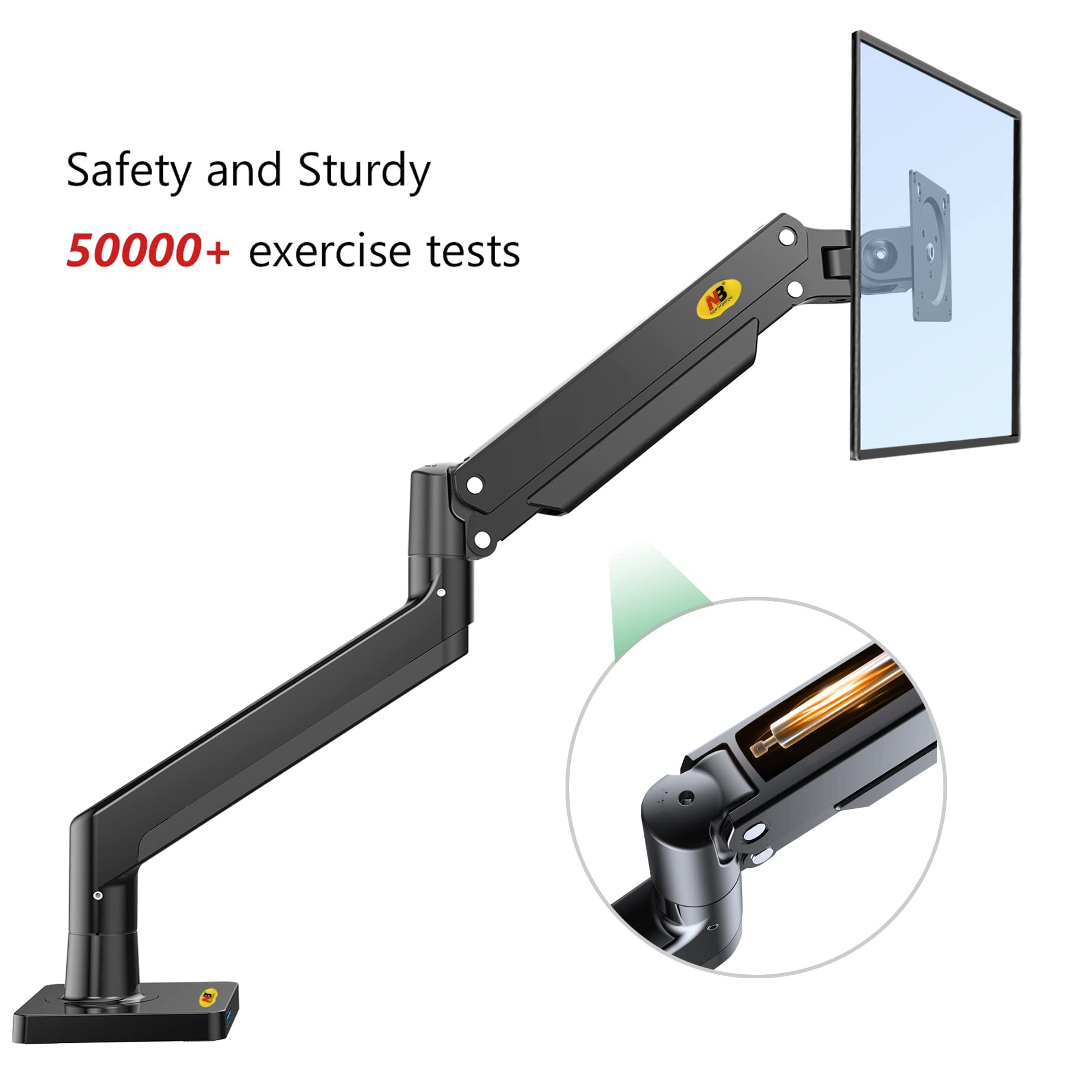 NB North Bayou Monitor Arm Full Motion Swivel Monitor Mount with Gas