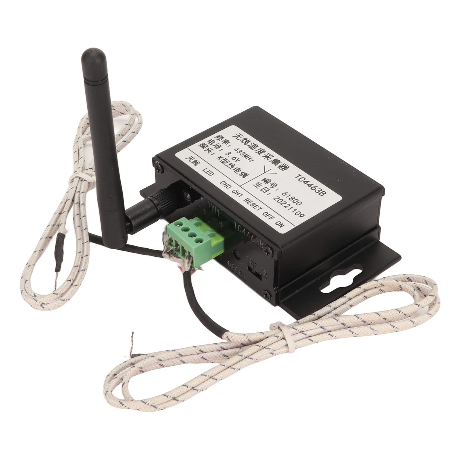 Lazmin112 Capteur de Température Fil, RF 433 MHz 200 Bdevice accepté 1200mAh Batterie IoT Thermodector pour la Transmission des Données, Fabrication de l'industrie Adaptée