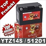 Los siguientes fabricantes denominaciones cumplen con esta batería: YTZ14S, ctz14s, ftz14s, gtz14s, gtz14 – 4, 51101