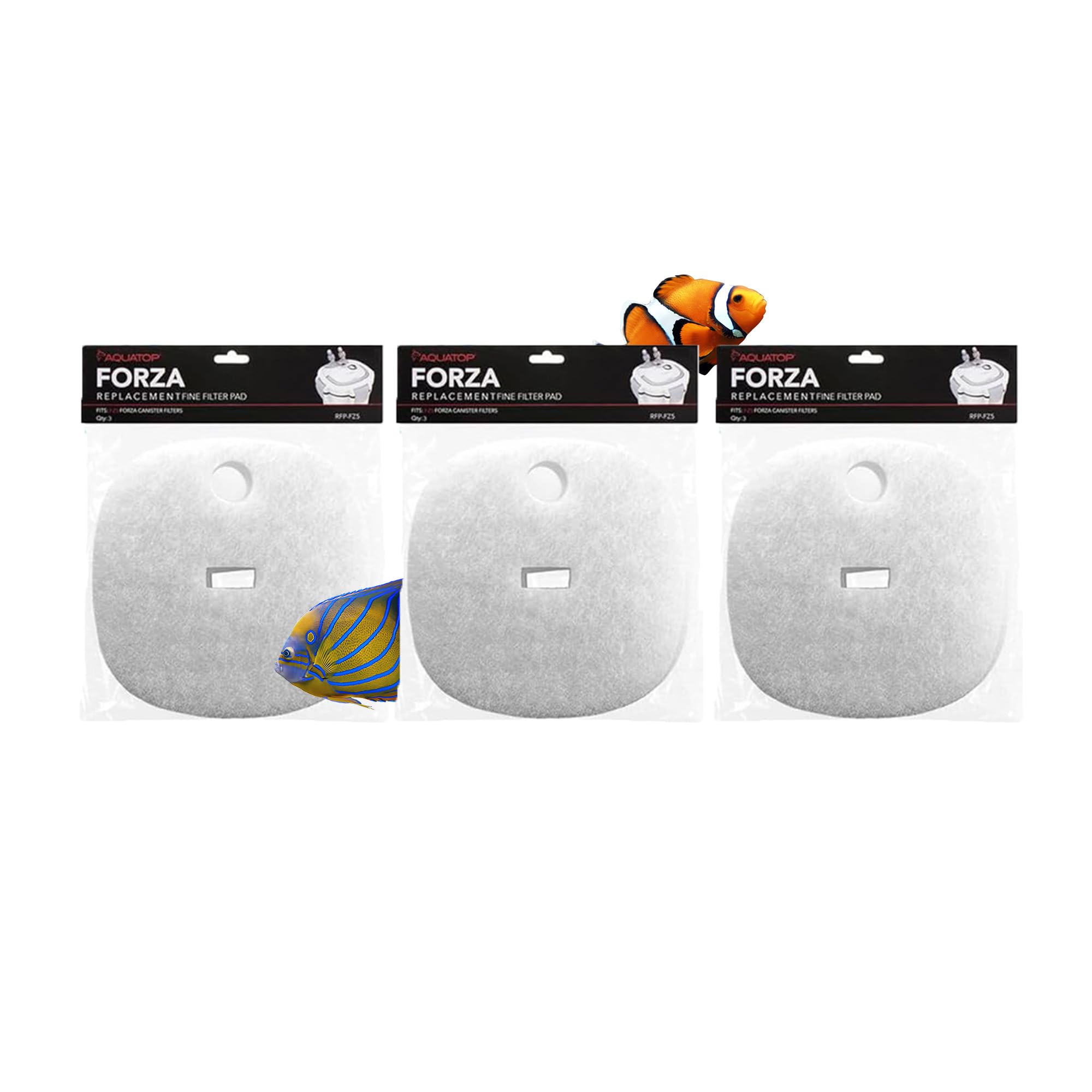 AquaTop 9 Replacement White Filter Pads for Forza Canister Filters (FZ9 & FZ5) – Efficient Mechanical Filtration – Easy to Install and Maintain - Pack of 3