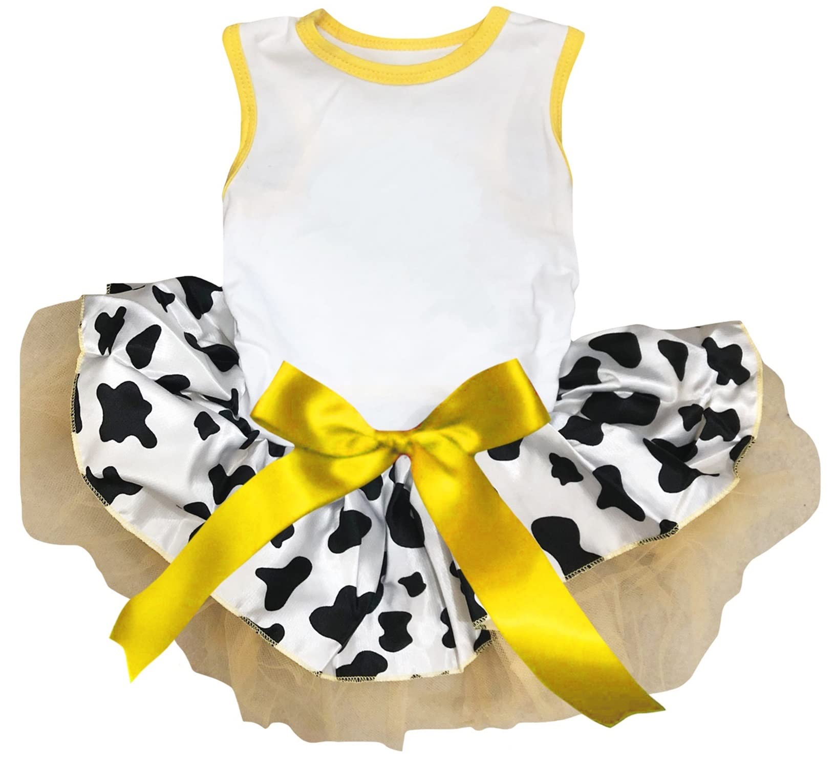 Robe pour chien motif vache blanc Doggie Style Store en taille S pour petit animal