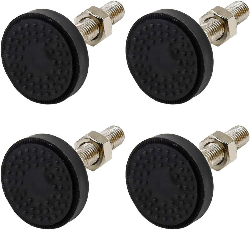 LC LICTOP 4Pcs M12 Thread Furniture Glide Swivel Leveling Mount Heavy Duty Metal Adjustable Leveling Feet 2" Dia Black Round 3" Max Adjustable Height