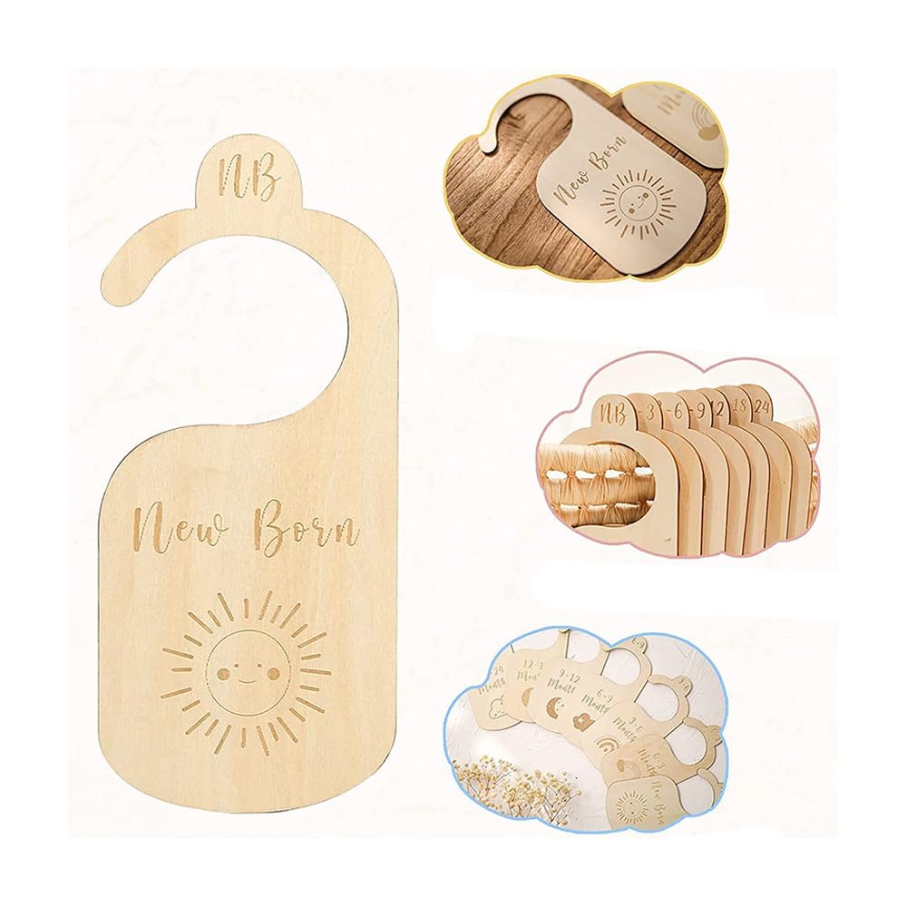 Baby Wardrobe Clothes Dividers,7 PCS Nursery Wardrobe Dividers Wooden Baby Closet Size Dividers Baby Clothes Organizers for Toddlers Newborn Infant to 24 Months - Image 3