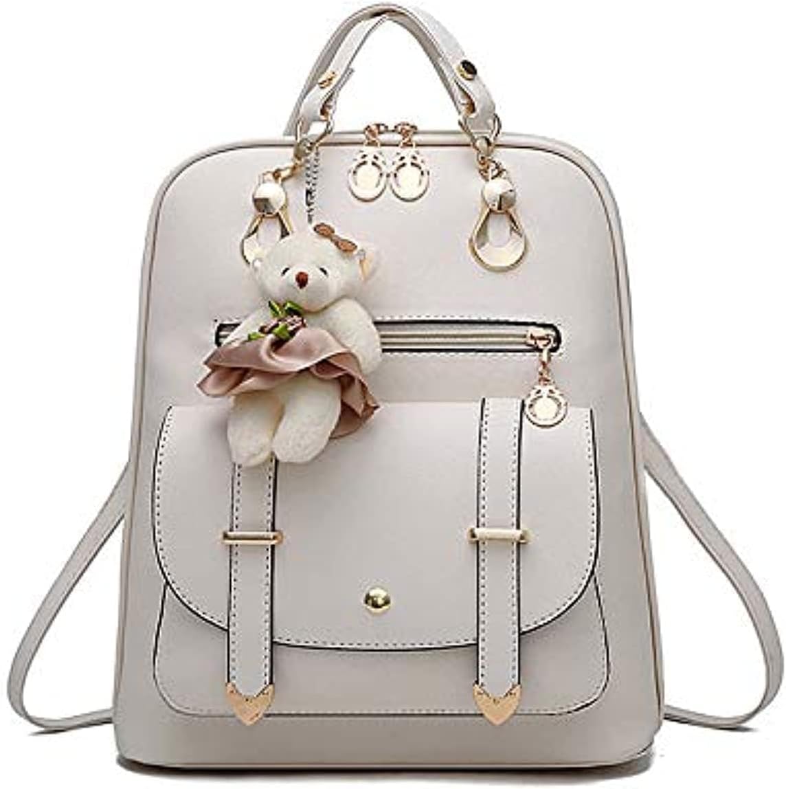 for Women's Backpack Purse Pu Leather Ladies Casual Shoulder Bag School Bag for Girls-White item_name