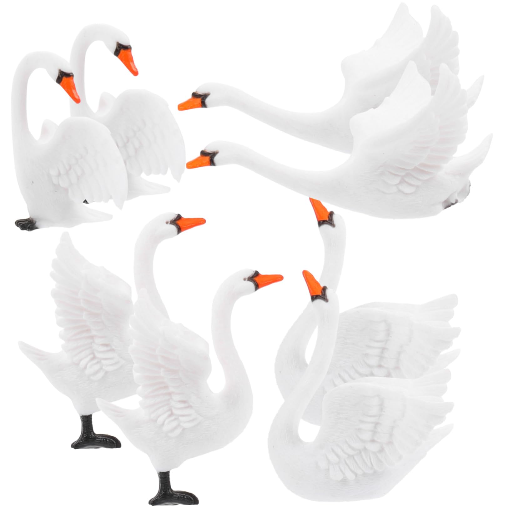 Toyvian 8pcs Miniature Swan Decoration Resin Craft Set for Bonsai and Micro Landscaping, Creative Mini Swan Models Animal Figurines for Home and Garden Ornament