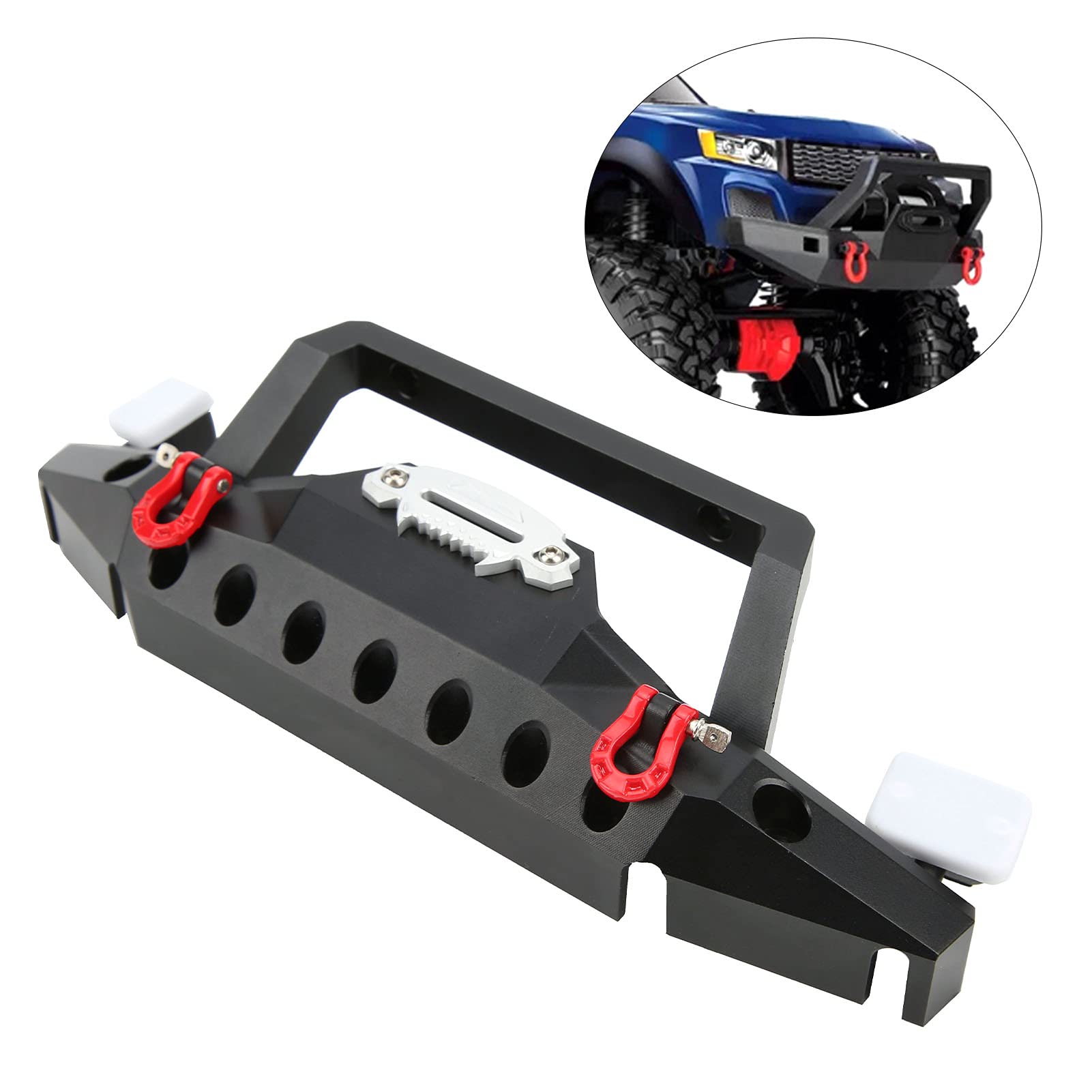 Portapacchi Anteriore RC in Metallo con Luce LED, Protezione Duratura per Auto RC, Accessori per la Guida Notturna