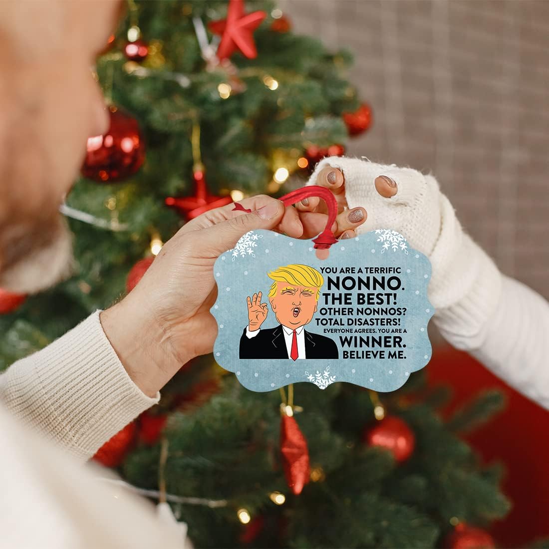 Andaz Press President Donald Trump Fancy Frame Keepsake Christmas Ornament Gag Gift, Nonno, 1-Pack, Funny Novelty Metal Holiday Birthday Present Ideas Republican Political Satire