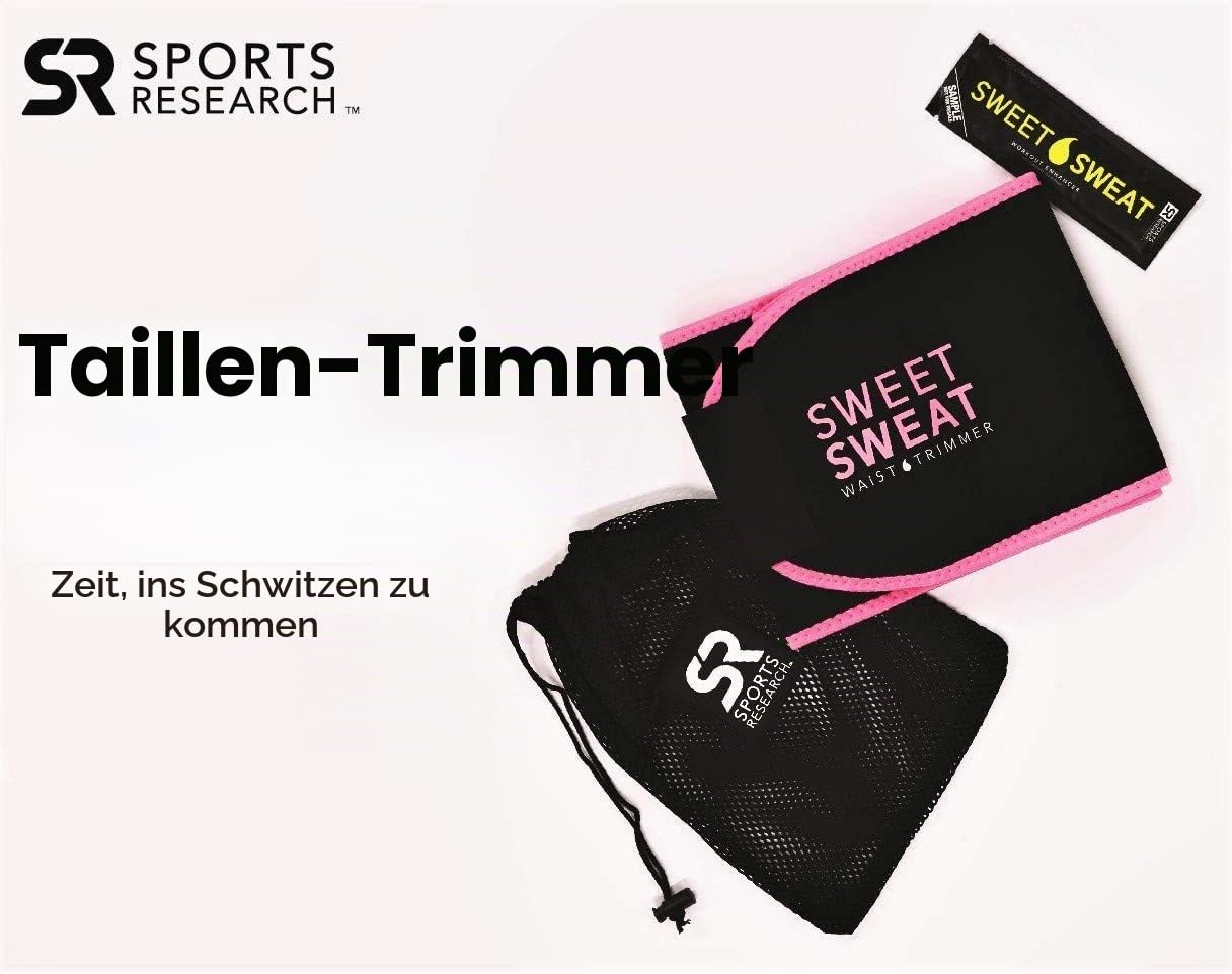 Sweet Sweat Taille Trimmer (Rosa Logo) für Damen & Herren. Inklusive gratis Probe des Sweet Sweat Workout Erweiterer. Pink.